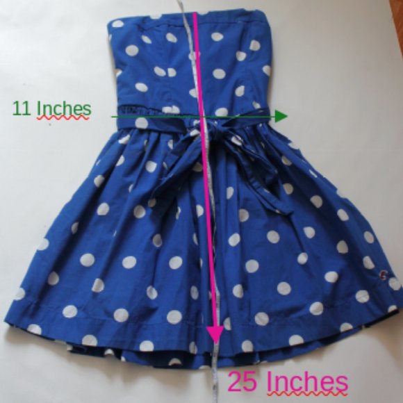 Blue bustier dress with white polka dots - Picture 7 of 7